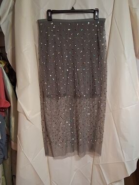 J. Crew NWT Gray Sequin-Embellished Mesh Skirt